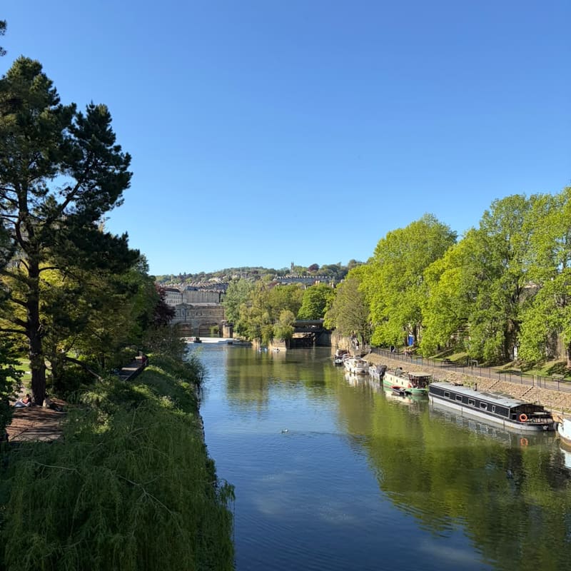The River Avon in Bath on a calm, sunny day