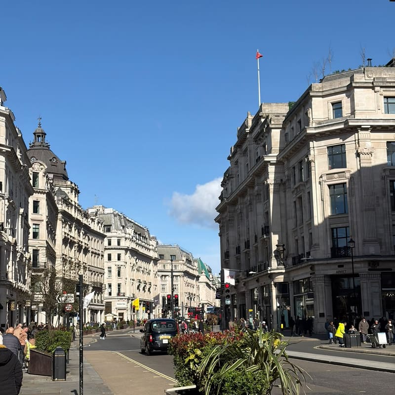 Regent Street in central London on a sunny spring day